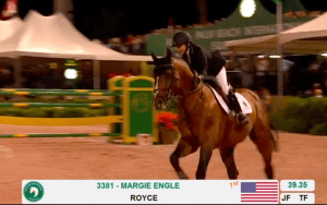 Margie Engle riding Royce at the 2018 WEF Rolex Grand Prix