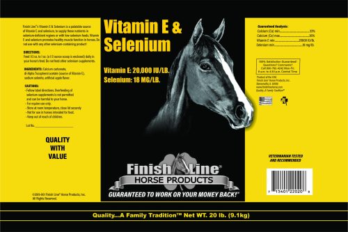 Vitamin E & Selenium horse label